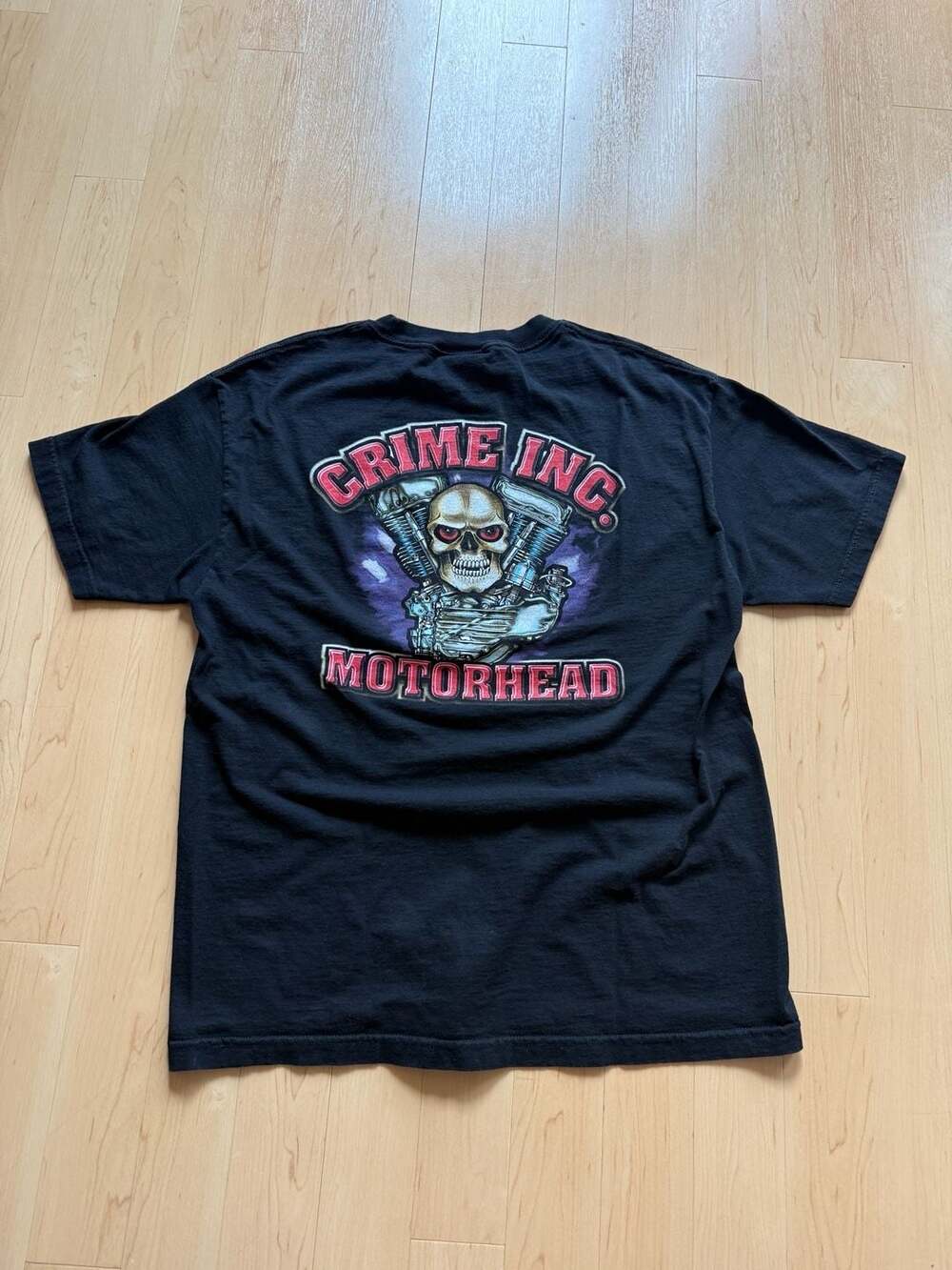 Crime Inc. Motorhead Skull Engine Graphic T-Shirt Black Large